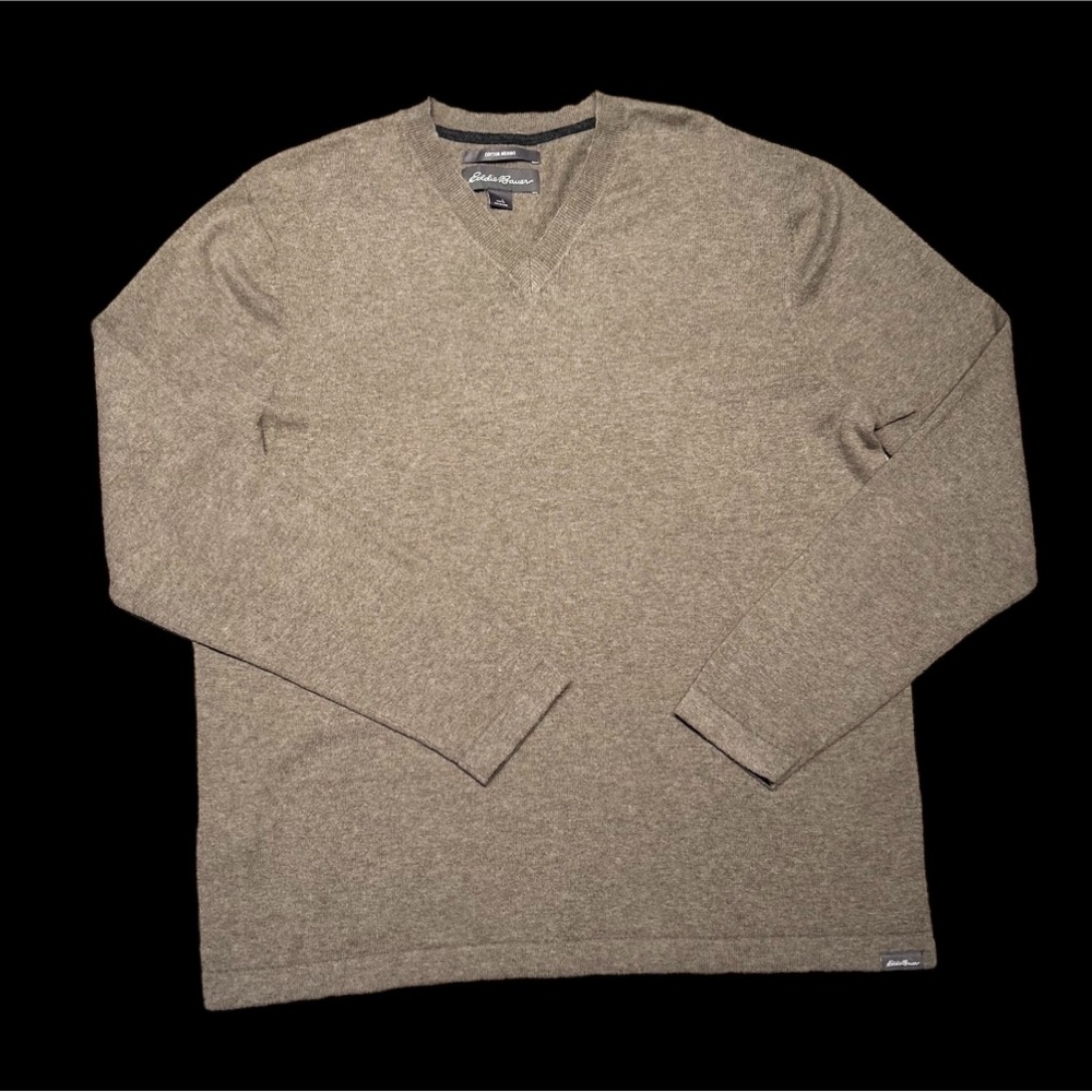Eddie Bauer Cotton Merino Blend V-Neck Sweater Size Large
